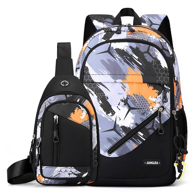 Sarah Express Nylon Two-Piece Backpack and Chest Bag Yellow