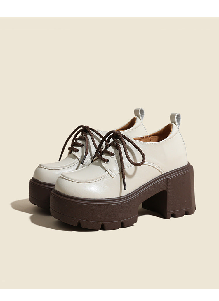 Sarah Express Chunky Lace-Up Platform Loafers White