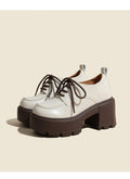 Sarah Express Chunky Lace-Up Platform Loafers White