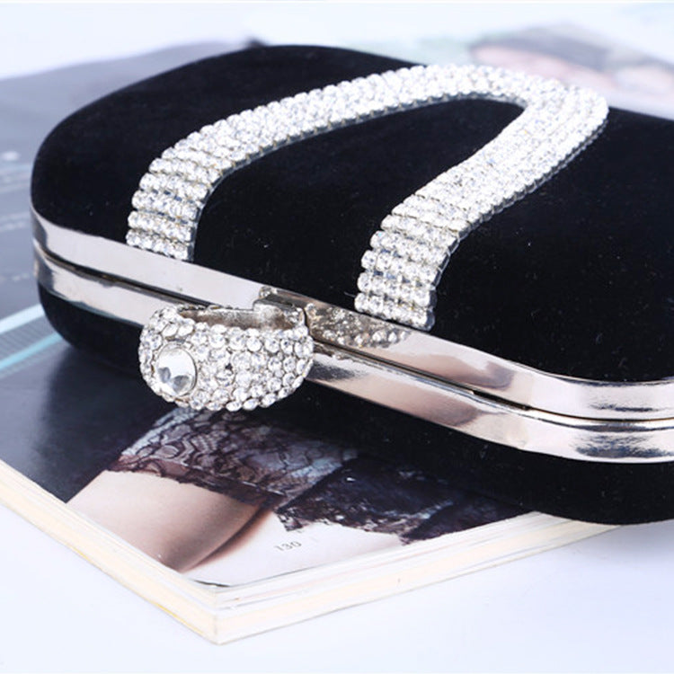 Sarah Express Velvet Rhinestone Evening Clutch Bag