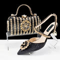 Sarah Express Rhinestone Embellished Clutch and Heel Set Black