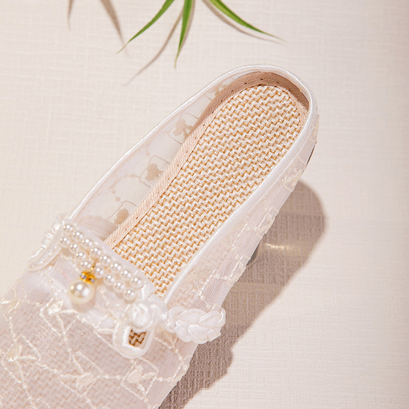 Sarah Express Embroidered Mesh Slip-On Summer Sandals