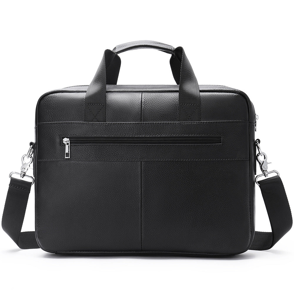 Sarah Express Professional Cowhide Leather Laptop Briefcase Black