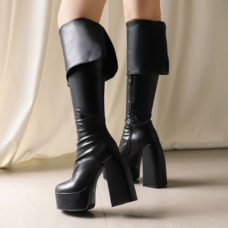 Sarah Express Over-the-Knee Chunky Heel Platform Boots