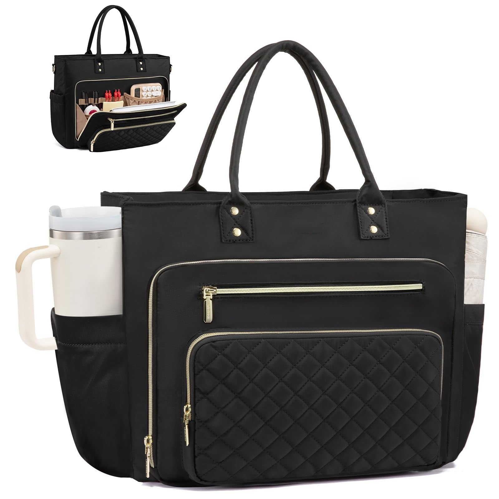 Sarah Express Expandable Travel Work Briefcase Tote Bag Black 42.5X23X33