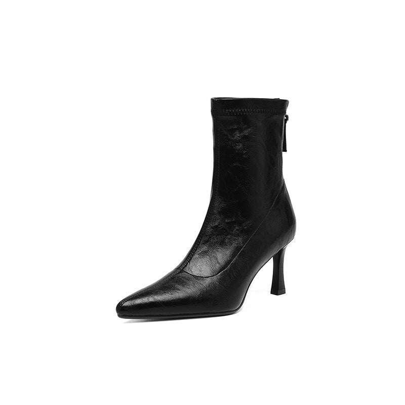 Sarah Express Chunky Heel Pointed Toe Ankle Boots