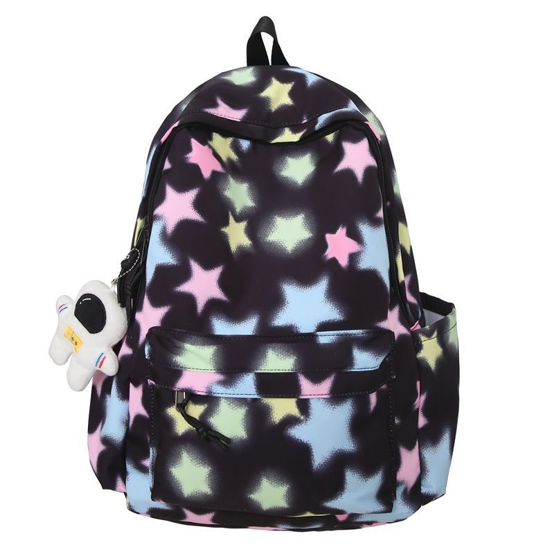 Sarah Express High-Capacity Oxford Cloth School Backpack Black Pendant