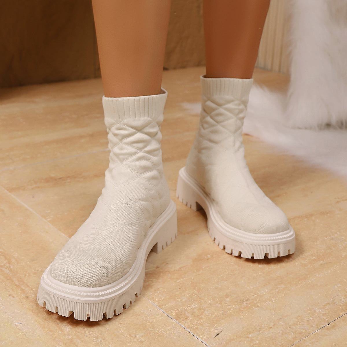 Sarah Express Quilted Mesh Sock Ankle Boots