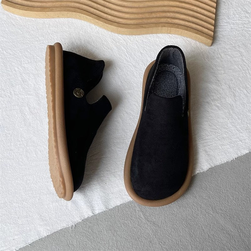 Sarah Express Vintage Suede Slip-On Round Toe Pumps