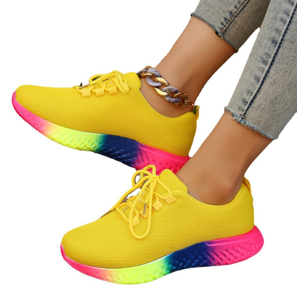 Sarah Express Rainbow Gradient Sole Lace Up Sneakers