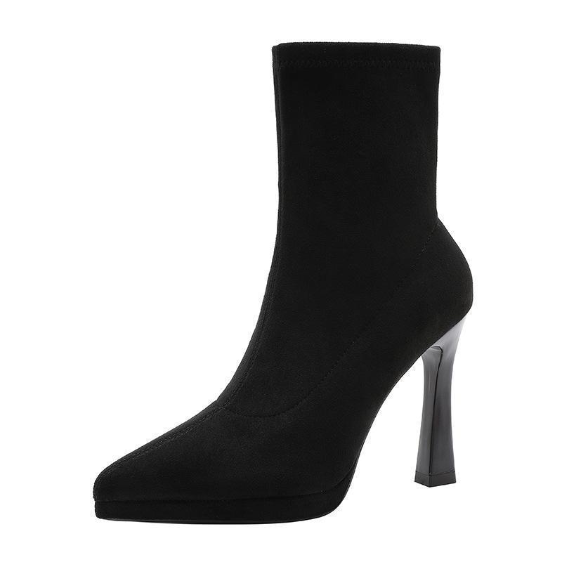 Sarah Express Elegant Pointed-Toe Stiletto Ankle Boots