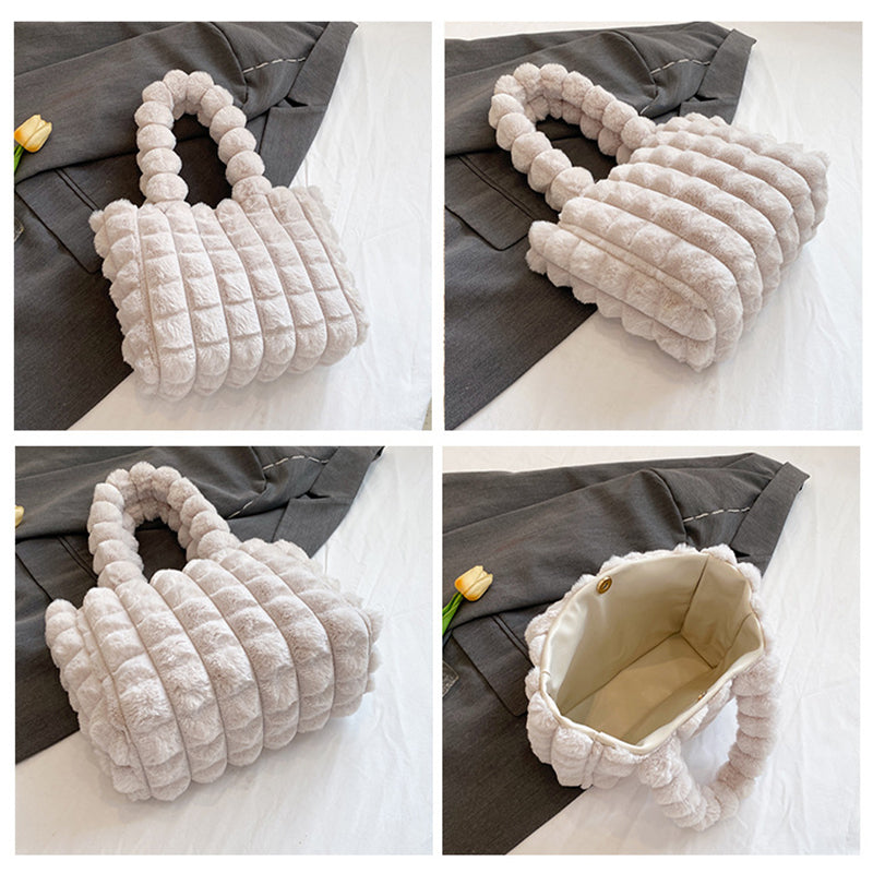 Sarah Express Plush Quilted Plaid Tote Bag