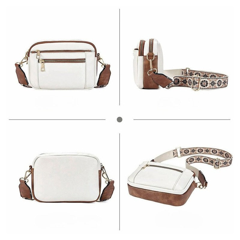 Sarah Express Small Multi-Pocket Patterned Strap Crossbody Bag