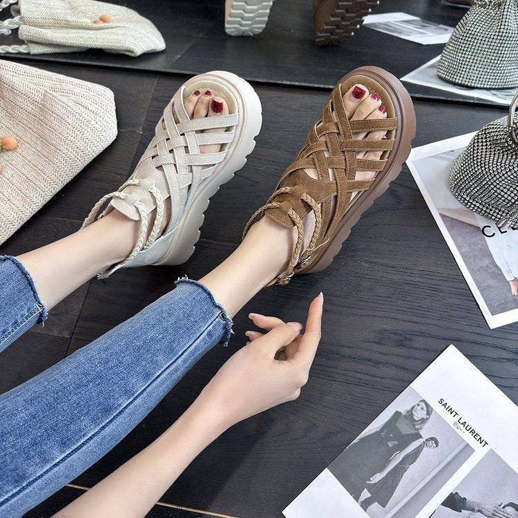 Sarah Express Woven Suede Platform High-Heel Sandals