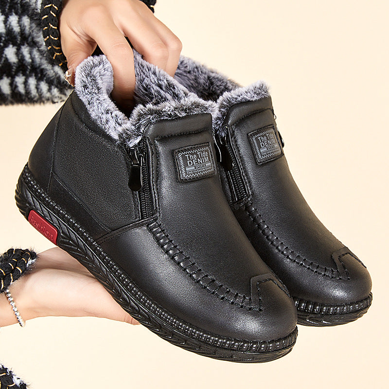 Sarah Express Plush Lined Side Zipper Ankle Boots Black