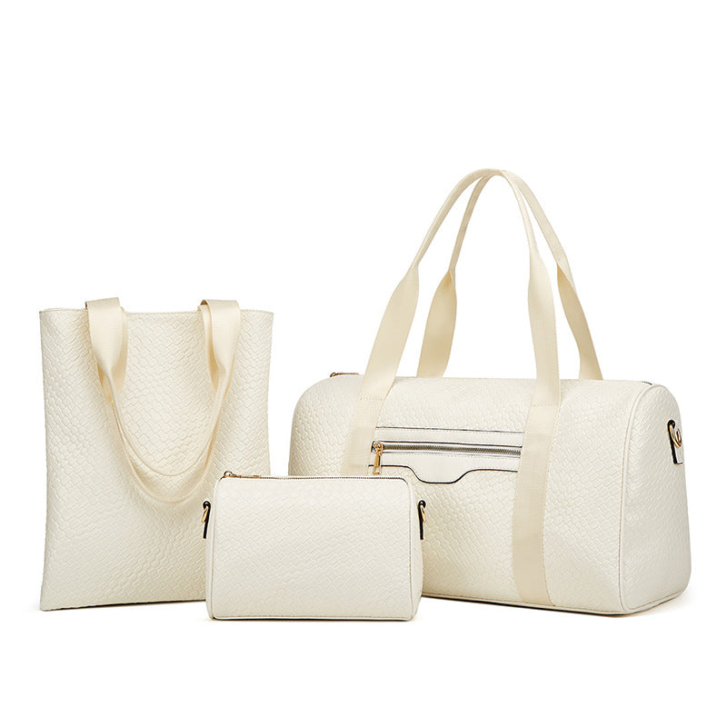 Sarah Express Woven Three-Piece Business Travel Bag Set White
