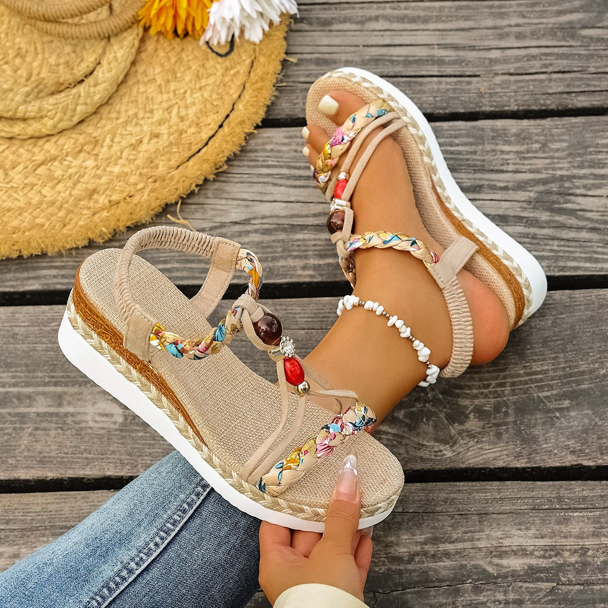 Sarah Express Peep-Toe Platform Sandals with Elastic Band