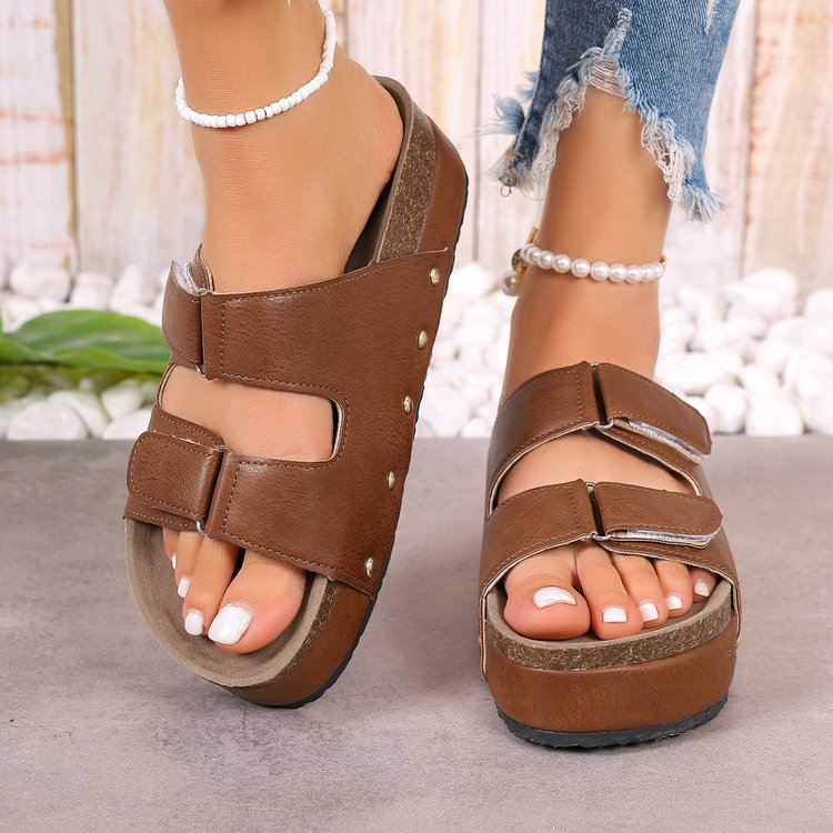 Sarah Express Women's Platform Sandals with Rivet Details