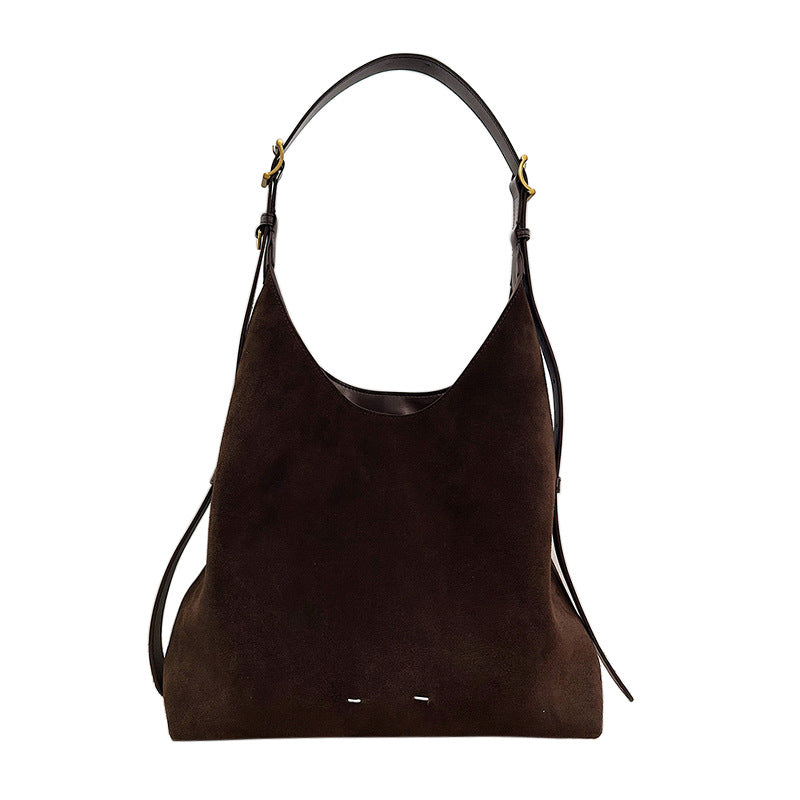Sarah Express Suede Bucket Shoulder Bag Patchwork Detail