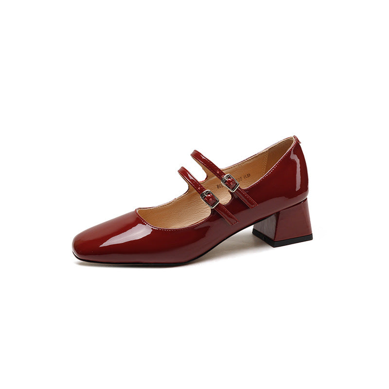 Sarah Express Square Toe Chunky Heel Office Pumps