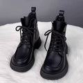Sarah Express Chunky Sole Mid-Calf Lace-Up Boots Black Single Liner