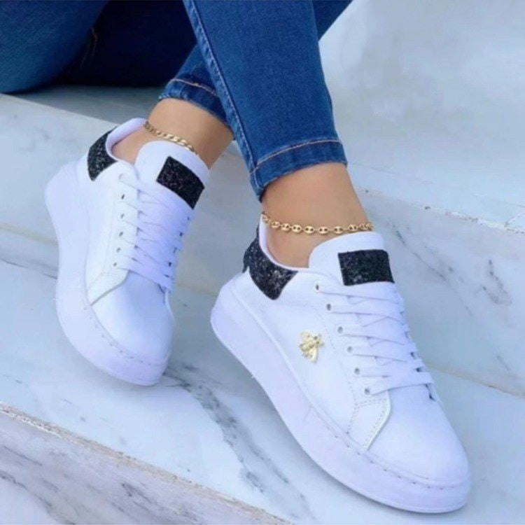 Sarah Express Glitter Accent Platform Lace-Up Sneakers