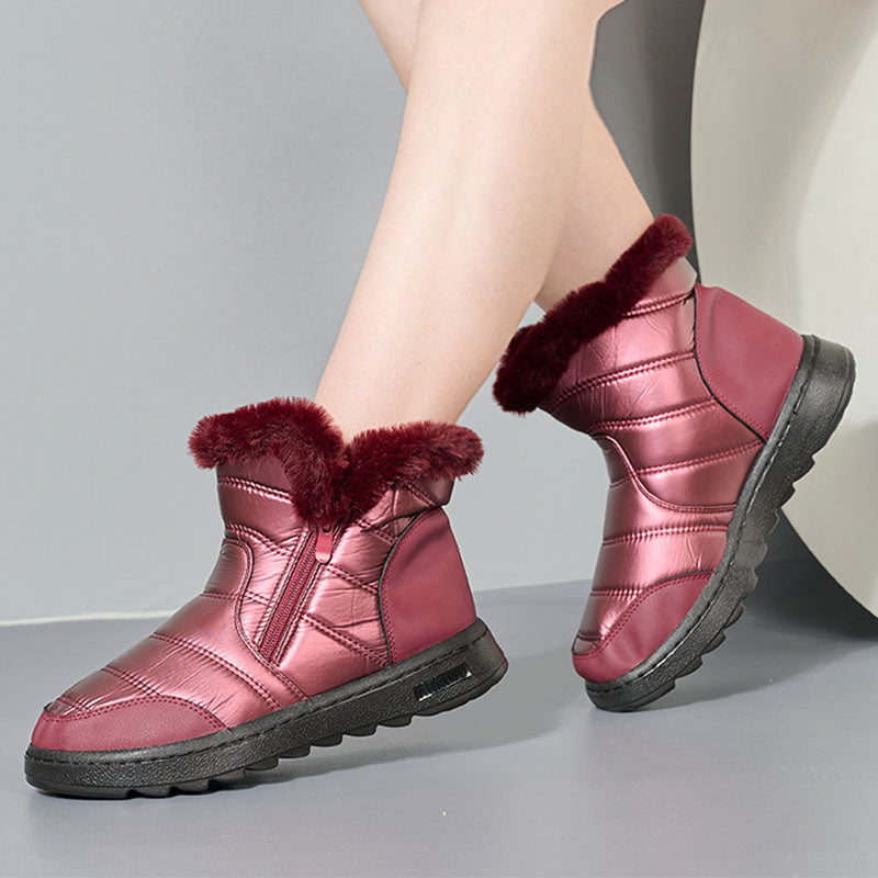 Sarah Express Women's Plush Lined Side Zipper Snow Boots
