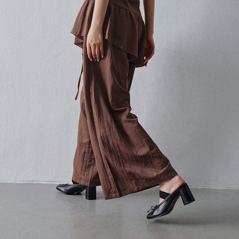 Sarah Express Washed Cowhide Leather Ballet Mule Sandals