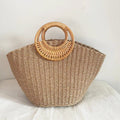Sarah Express Woven Straw Beach Satchel Bag Camel