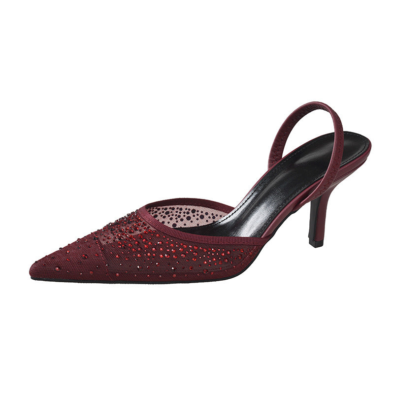 Sarah Express Shiny Mesh Pointed Toe Mule Heels