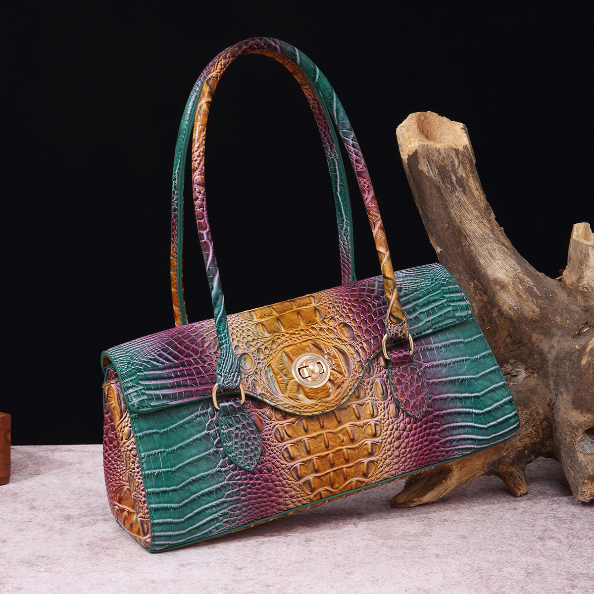 Sarah Express Crocodile Embossed Shoulder Tote Bag