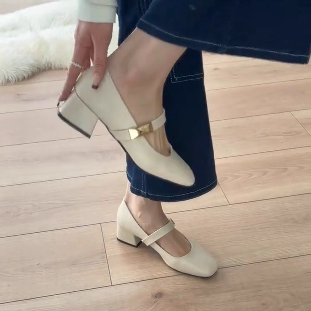 Sarah Express Square-Toe Mary Jane Chunky Heels
