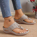 Sarah Express Women's Wedge Platform Slip-On Sandals Gray