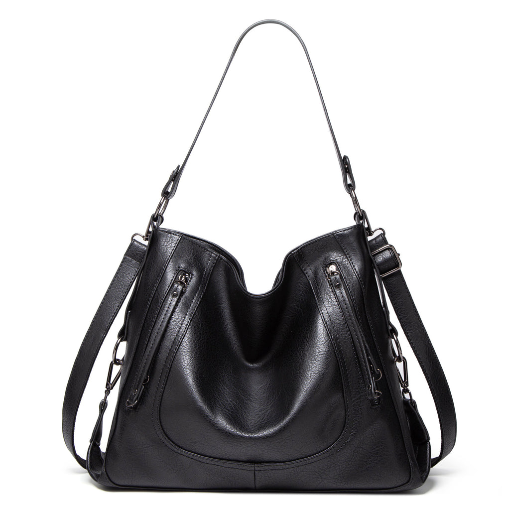 Sarah Express Retro Large Capacity Bucket Shoulder Bag Black
