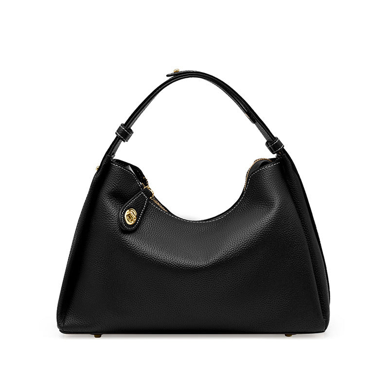Sarah Express Retro Structured Leather Crossbody Shoulder Bag Black