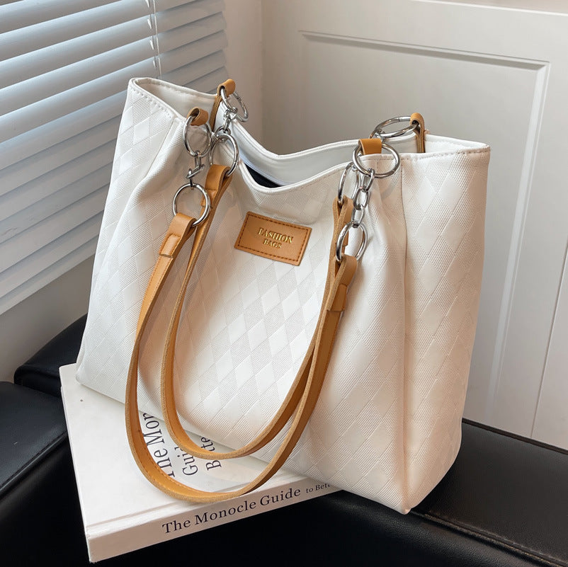 Sarah Express Rhombus Pattern Chain Shoulder Tote Bag