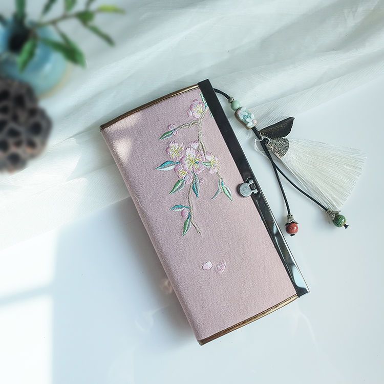 Sarah Express Artistic Retro Embroidered Clutch Purse Peach Pink