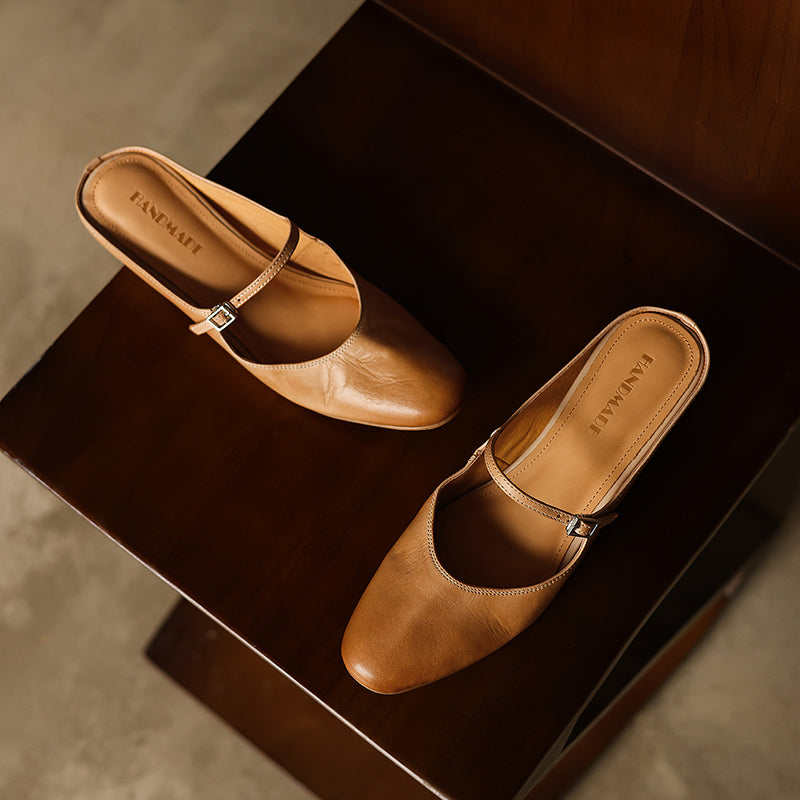 Sarah Express Full Grain Leather Mary Jane Mules