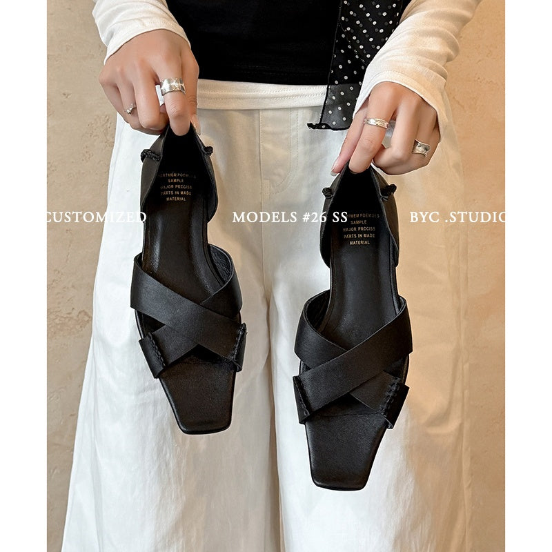 Sarah Express Handmade Crisscross Flat Leather Sandals