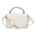 Sarah Express Chain Strap Square Crossbody Handbag White 19.5x13x7.5