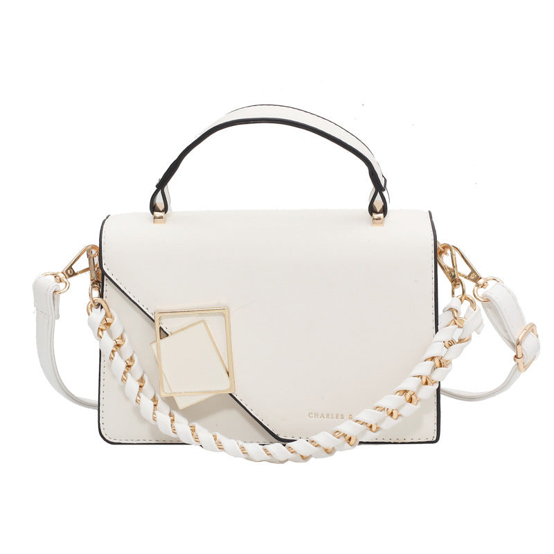 Sarah Express Chain Strap Square Crossbody Handbag White 19.5x13x7.5