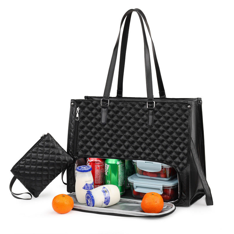 Sarah Express 2-in-1 Expandable Tote and Lunch Bag Black