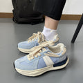 Sarah Express Casual Lace-Up Sneakers With Stitching Details Blue