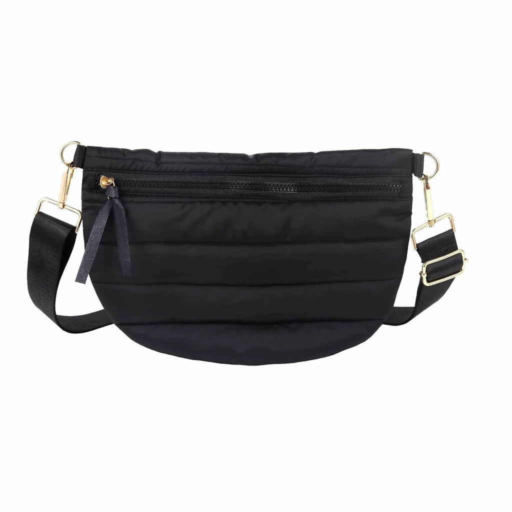 Sarah Express Quilted Dumpling Crossbody Bag Adjustable Strap Black