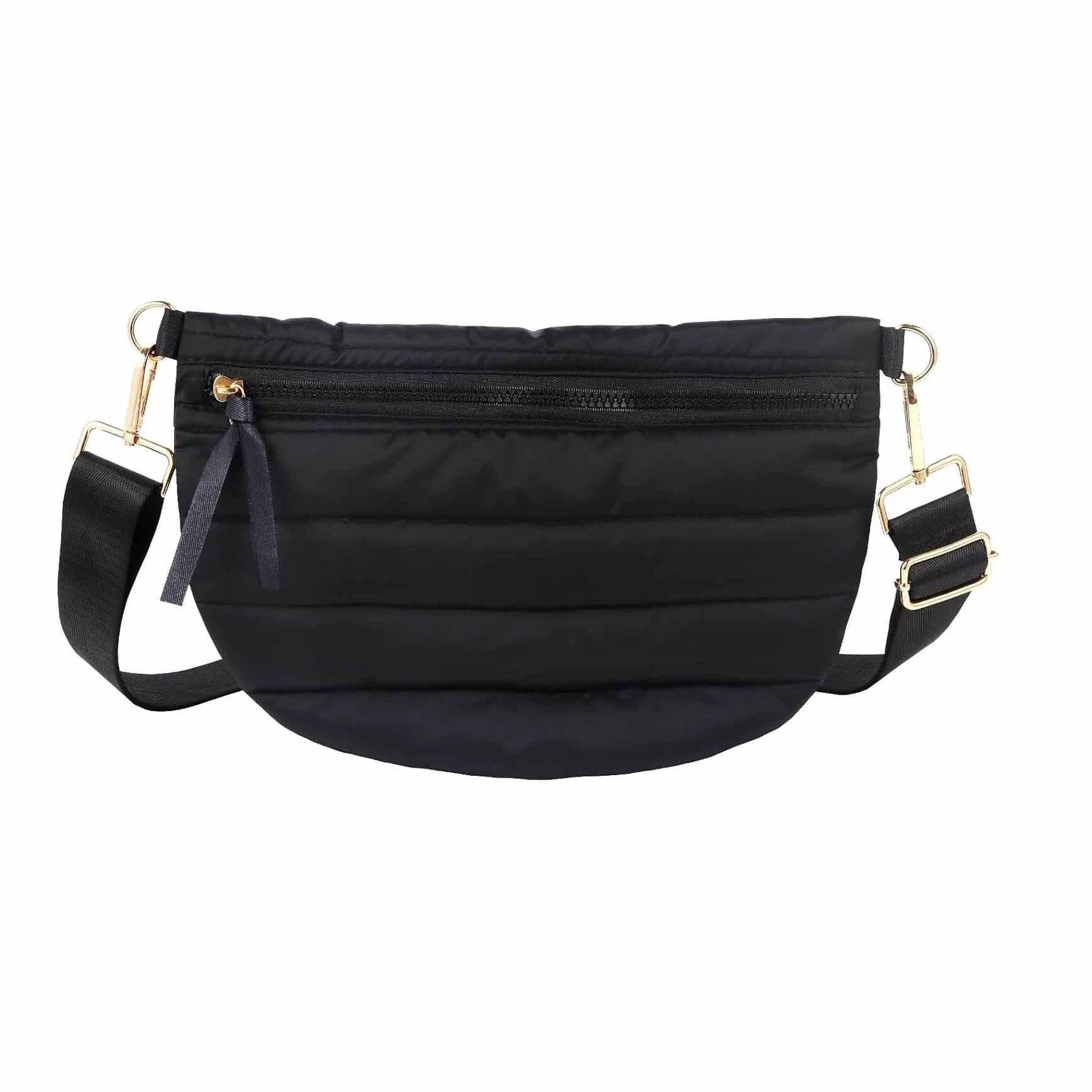 Sarah Express Quilted Dumpling Crossbody Bag Adjustable Strap Black