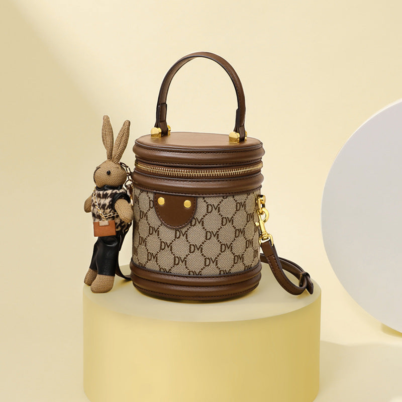 Sarah Express Structured Crossbody Bucket Bag With Bunny Charm Brown Viney