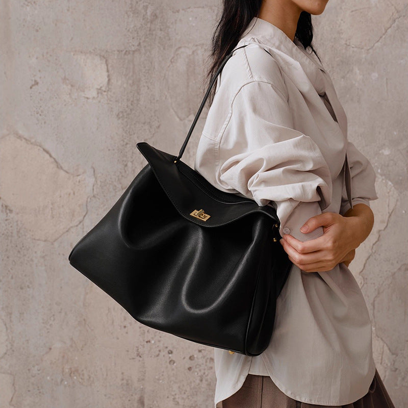 Sarah Express Structured Cowhide Leather Tote Handbag