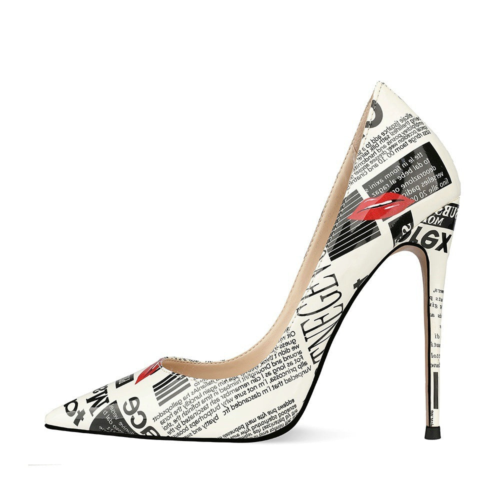 Sarah Express Graffiti Print Pointed Toe Stiletto Heels