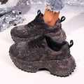 Sarah Express Women's Height-Increasing Platform Casual Sneakers Black