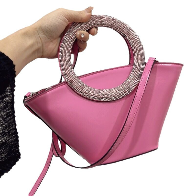 Sarah Express Diamond Embellished Round Handle Bucket Bag